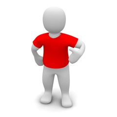 Man wearing red t-shirt. 3d rendered illustration.