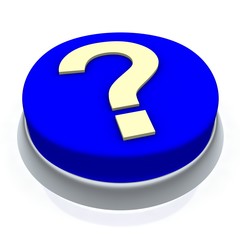 Question mark round button 3d. Isolated on white.