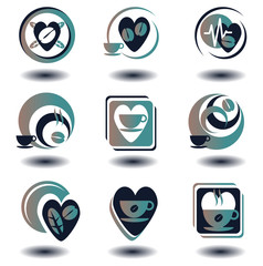 coffee and hot beverages symbol set 1