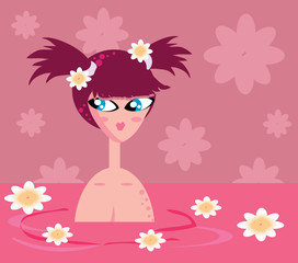 Girl Relax In Flower SPA Bath icon
