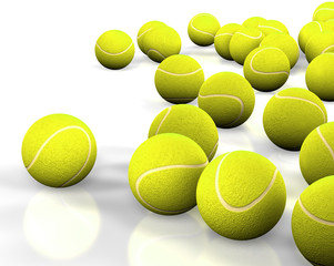 imagen 3d de pelotas de tenis aisladas en blanco