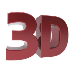 3d word red metallic