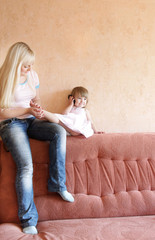 loving mother and daughter at home