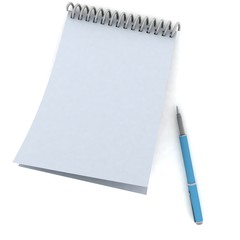 pen and notebook isolated on white