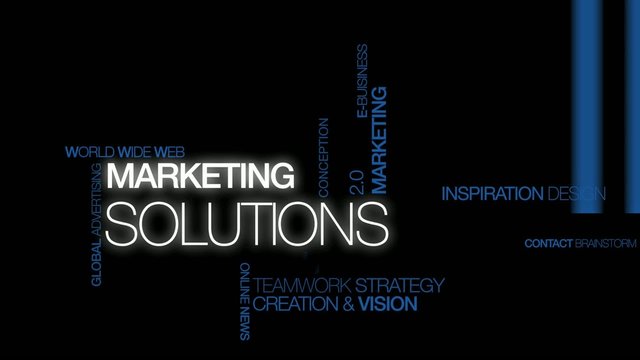 Marketing solutions tag cloud text animation