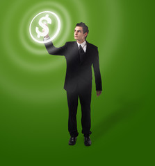 business man pressing button