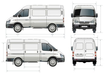 Vector delivery / cargo van in dimensions