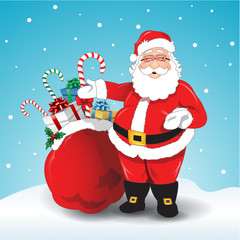 Illustration of Santa Claus bag with gifts
