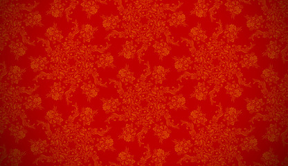 christmas red background, floral seamless texture - 26744274