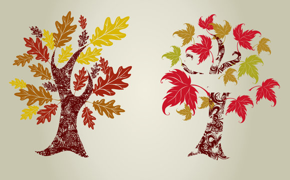 grunge color trees from leafs. Thanksgiving