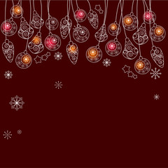 Vector christmas background with contour balls