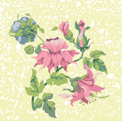 branch with flowers, vector illustration