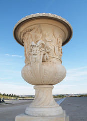 Beautiful vase on foreground with blue sky
