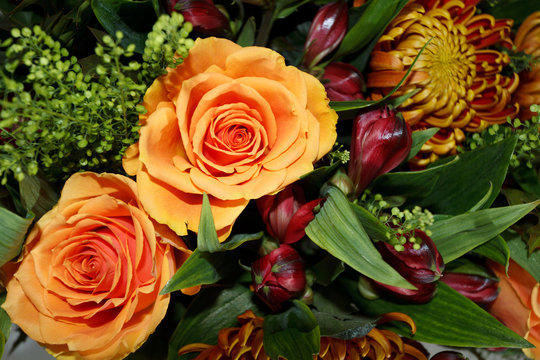 orange glowing autumn bouquet