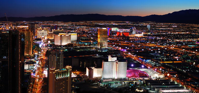 Las Vegas skyline panorama at night