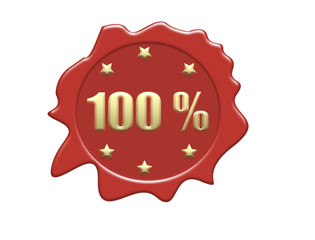 100% - illustration red wax seal isolated on white background
