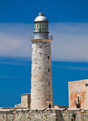 View othe lighthouse tower in El Morro in Havana, Cuba