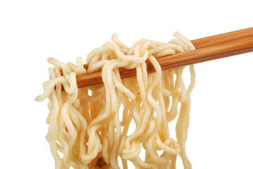 Instant noodles on white background
