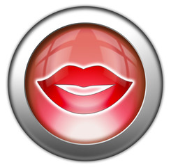 Glossy 3D effect button "Mouth / Lips Symbol"