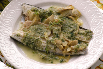 Filetti di branzino ai carciofi