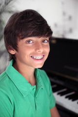 Fototapeta premium Portrait of boy with braces