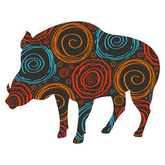 Wild boar vector background for Christmas