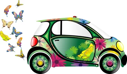 Garden poster Draw Auto Ecologica-Ecological Car-Vector