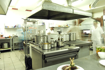 Kitchen with staff