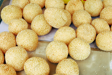 Round shape deep-fried doughstick in Phuket Vegetarian Festival