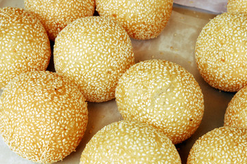 Round shape deep-fried doughstick in Phuket Vegetarian Festival