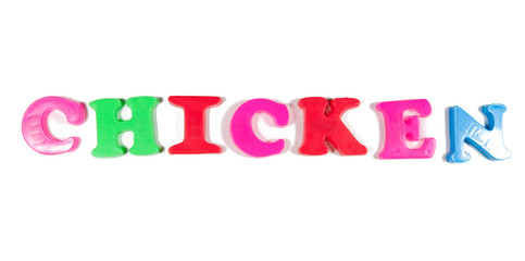 chicken written in fridge magnets