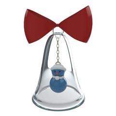 3d crystal bell with bow tie for Christmas