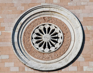 Rose window. Madonna delle Rose Convent. Assisi. Umbria.