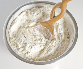 White flour in bowl