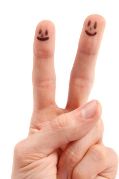 Hand With Smileys On Fingertips