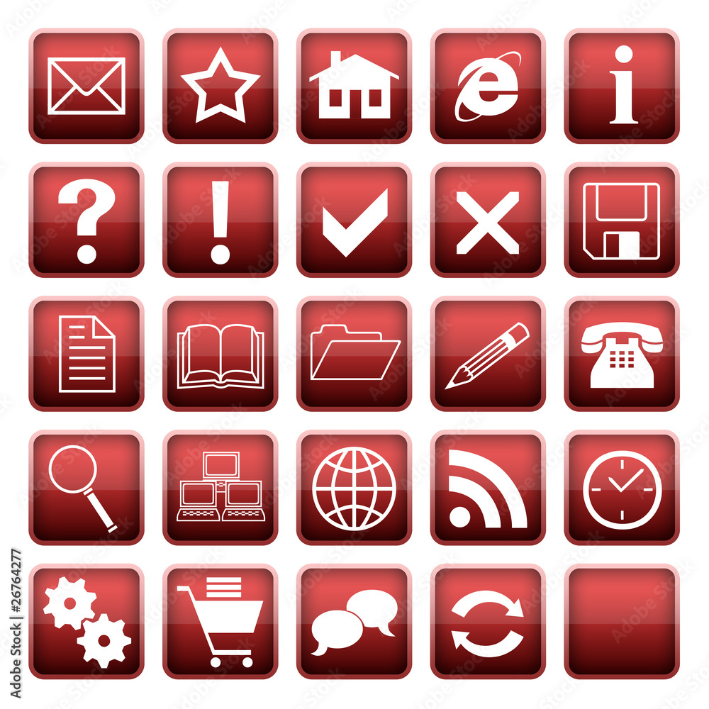 Wall mural red web icons and buttons