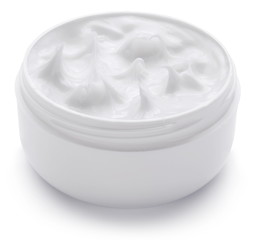 Jar with cosmetic cream.