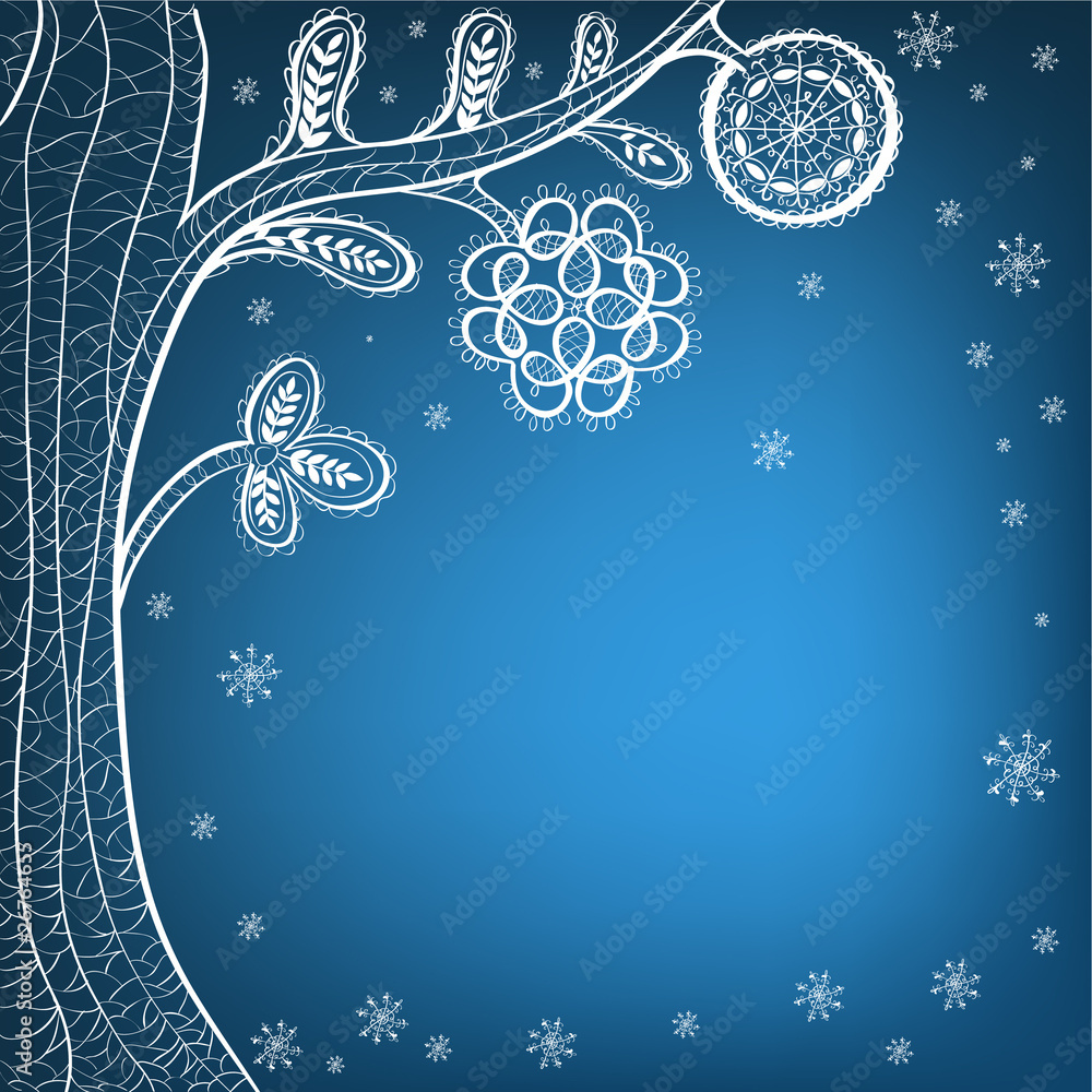 Wall mural abstract blue christmas tree background