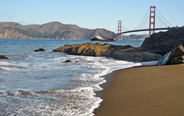 Crédence de cuisine en verre imprimé Plage de Baker, San Francisco porte dorée de san francisco par la plage de boulanger