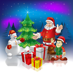 christmas greeting Santa with gifts