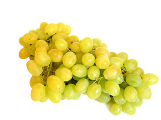 Bunch of green grapes on white. isolation