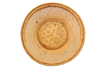 wooden fruit basket isolated on white