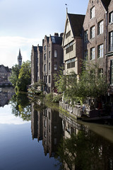 Fototapeta na wymiar Cityscape of Ghent's canals, Belgium.