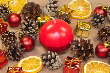 diverse Weihnachtsdeko, Zapfen,Kerze,Orangen...