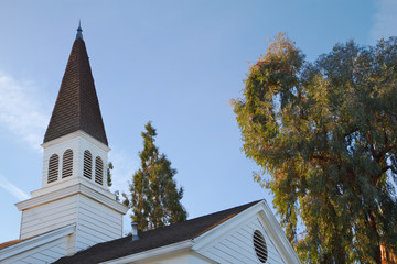 Church steeple sky trees