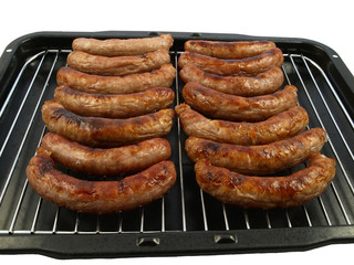 A pan of sausages
