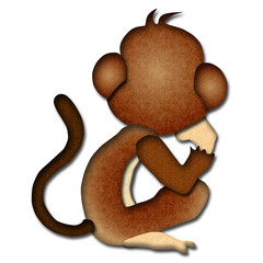 動物イラスト　サル　後姿
