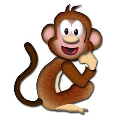 動物イラスト　振り向きサル