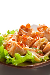 Salmon with Caviar and Noodles