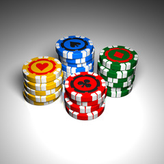 Modern Poker Chips on White Table
